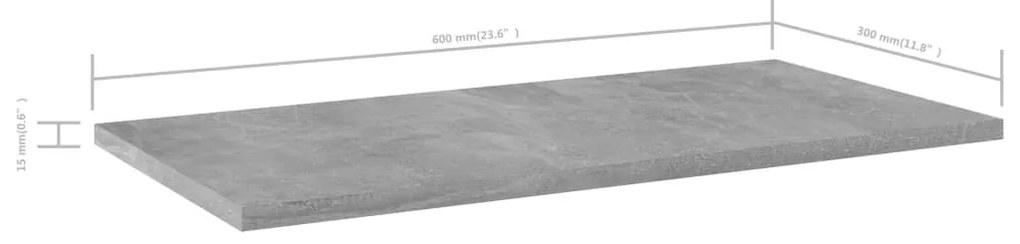4 db betonszürke forgácslap könyvespolc 60 x 30 x 1,5 cm