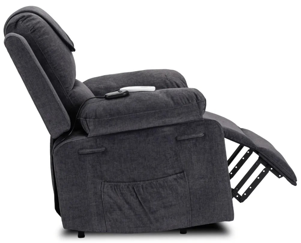 Elektromosan Vezérelhető Masszázsfunkciós Relaxfotel Sötétszürke Színben, Felállást Segítő Funkcióval. FENIX