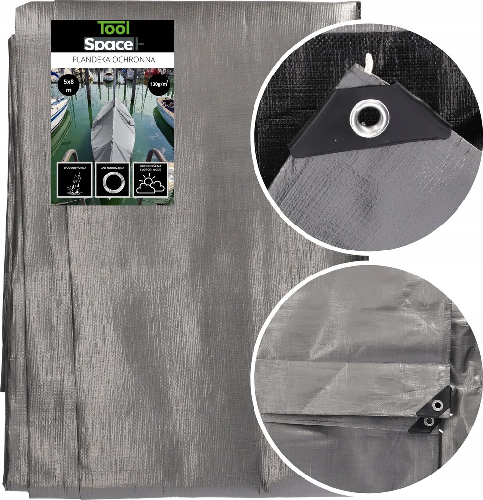 Ponyva 5x8 védőtakaró Ezüst Vastag 120G/M2 Erős Erősített