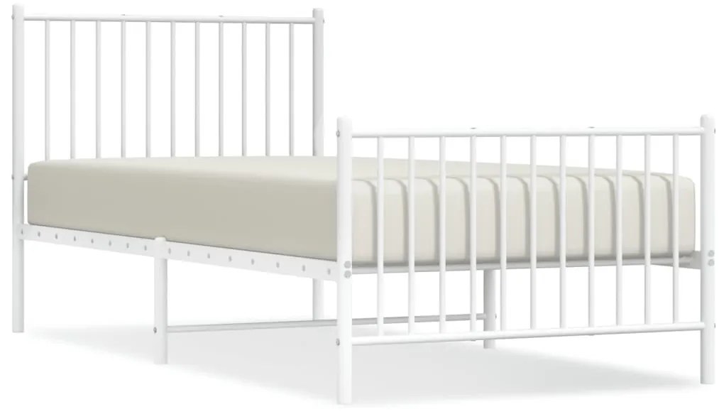 fehér fém ágykeret fej- és lábtámlával 90x200 cm