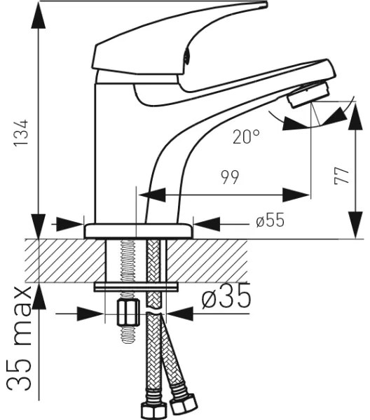 FERRO - Mosdócsaptelep + leeresztő ONE fényes króm