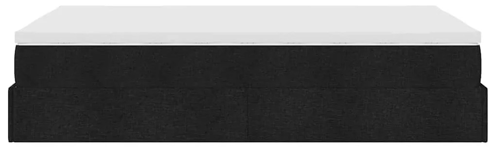 Ottomán ágykeret matraccal fekete 120x190 cm anyaggal