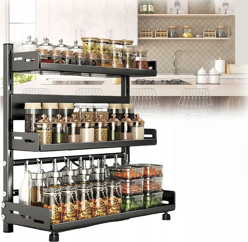 Fűszertartó Állvány Fém Rendszerező Konyhai Polc