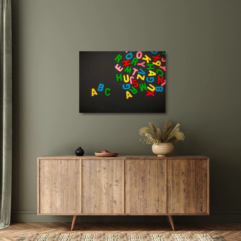Kép - színes betűk (üvegen) (70x50 cm)