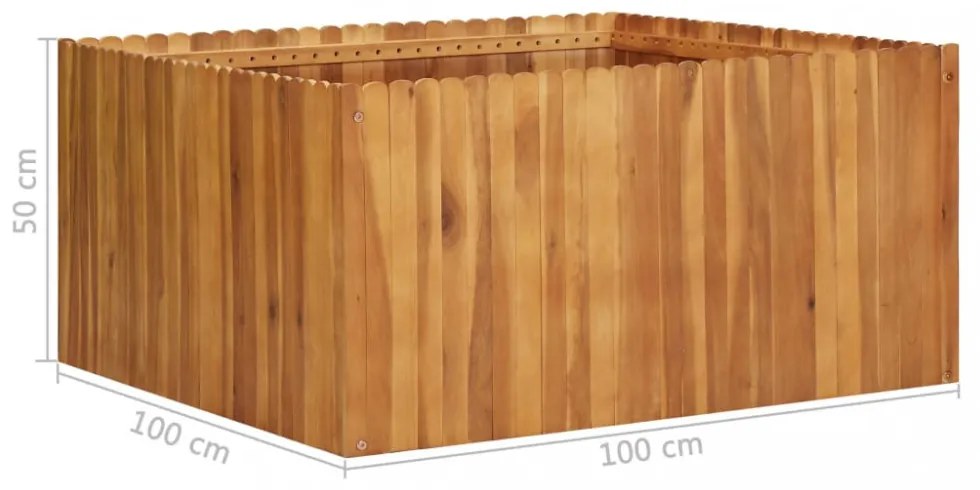 tömör akácfa kerti magaságyás 100 x 100 x 50 cm