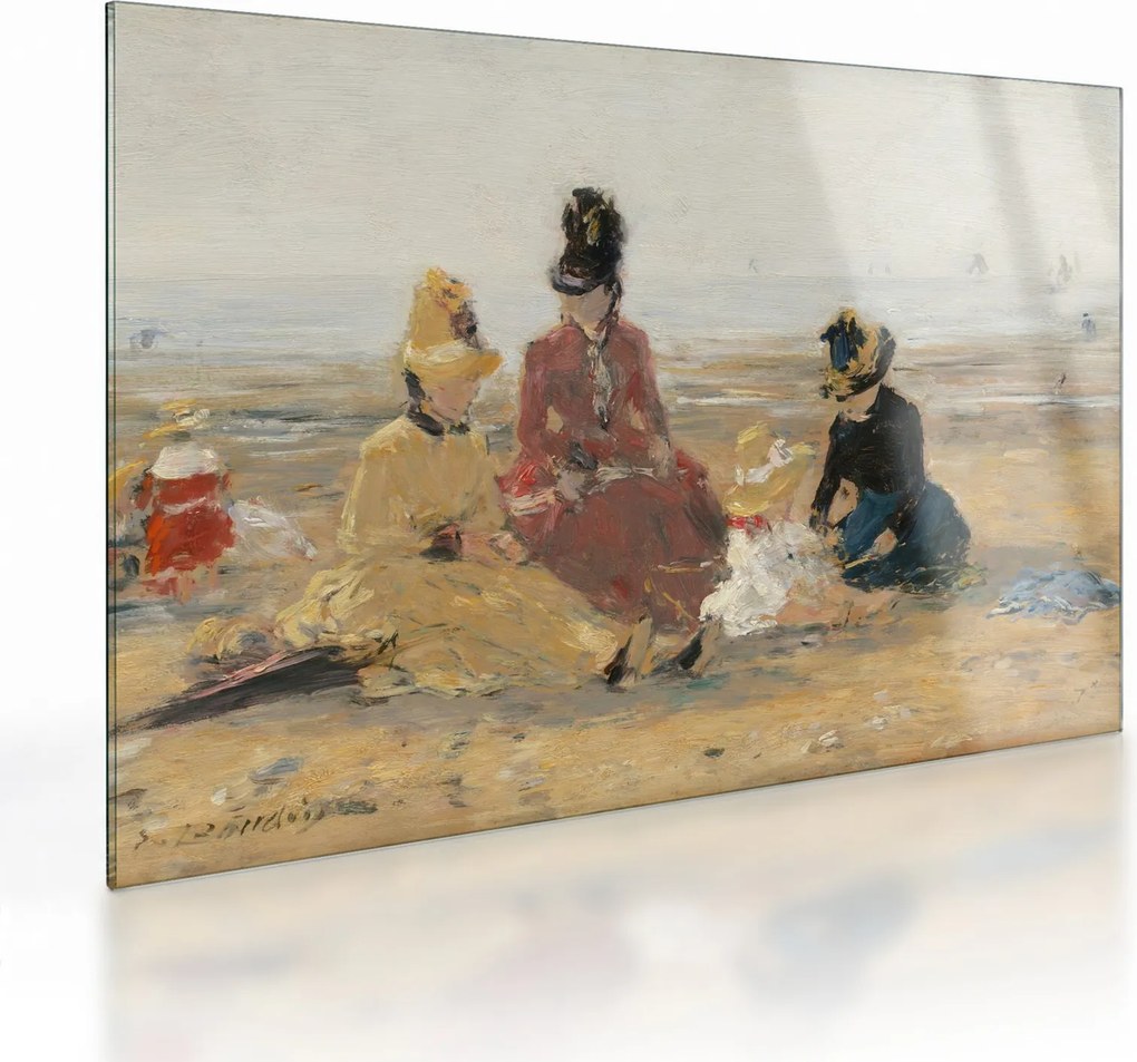 Üveg kép - Eugène Boudin, On the Beach, Trouville, reprodukciók (70x50 cm)