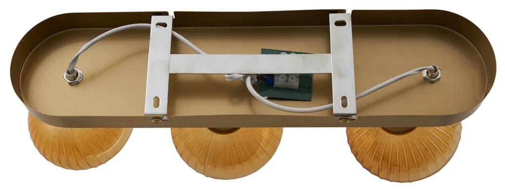 Kerek mennyezeti spotlámpa aranyozott, borostyánsárga üveggel, 3 fényforrás - Teddy