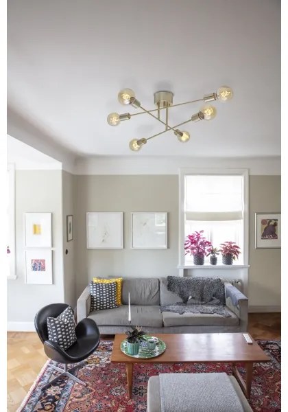 Cottex P7216BM - Felületre szerelt csillár BATON 6xE27/60W/230V sárgaréz