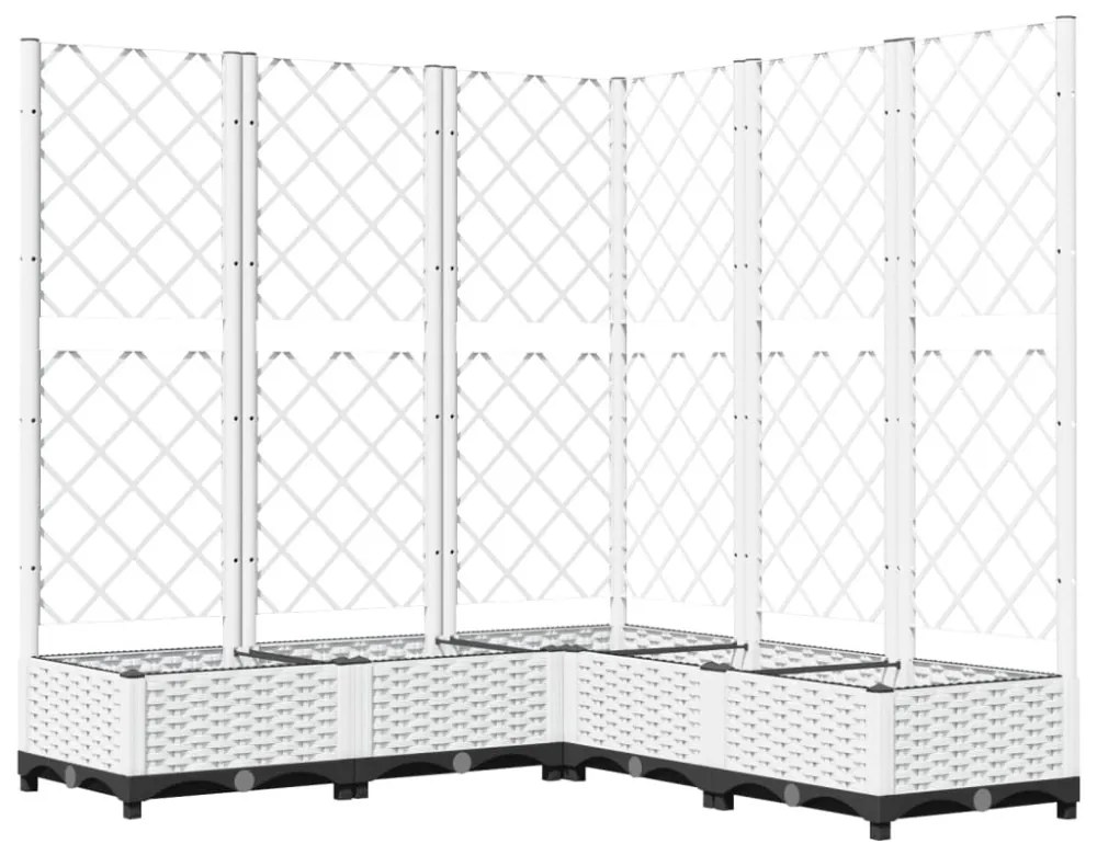 fehér polipropilén rácsos kerti ültetőláda 120 x 120 x 121,5 cm