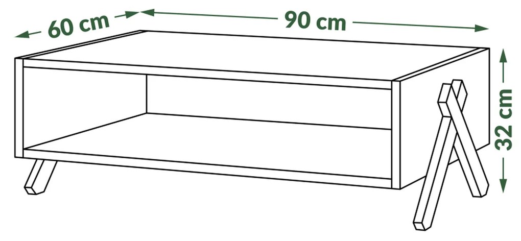 Mazzoni VIK S-90 Artisan Tölgy - MODERN DOHÁNYZÓASZTAL NAPPALIBA/SZOBÁBA