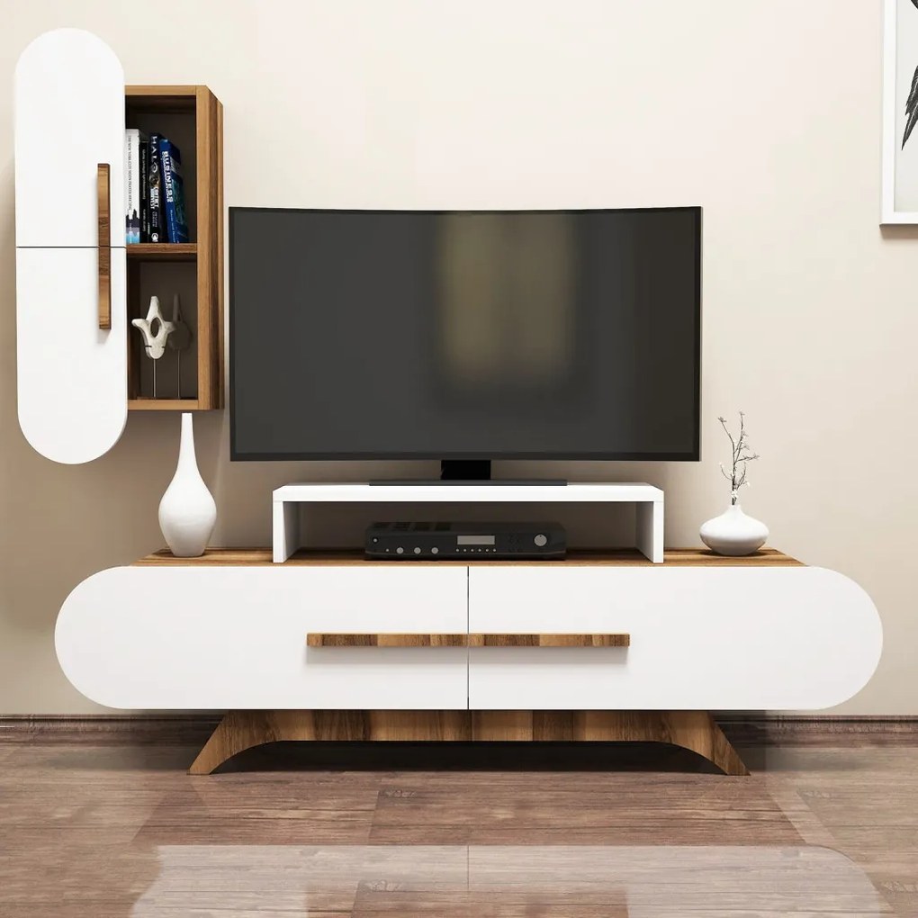 TV-állvány, dió-fehér, 145 cm – TR845HCT3053