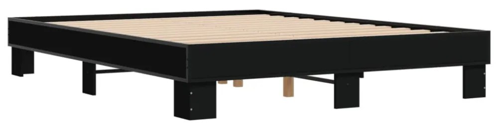 fekete szerelt fa és fém ágykeret 150 x 200 cm