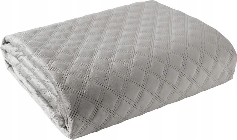 Dekoratív ágytakaró Velvi 170x210 steppelt geometrikus mintás hűvös szürke