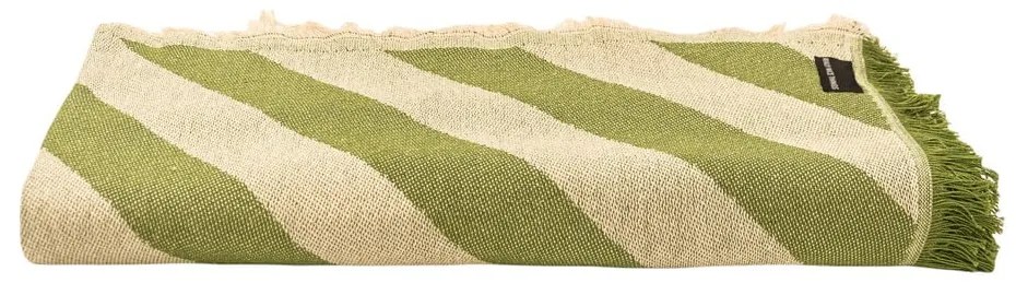 Zöld-bézs ágytakaró franciaágyra 240x240 cm Green Lines – Really Nice Things
