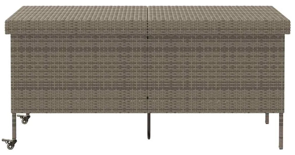 Szürke polyrattan kerti tárolóláda kerekekkel 160x55x75 cm