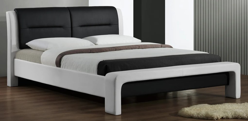 Franciaágy 160 cm Casandie (ágyráccsal) (fehér + fekete). 769398