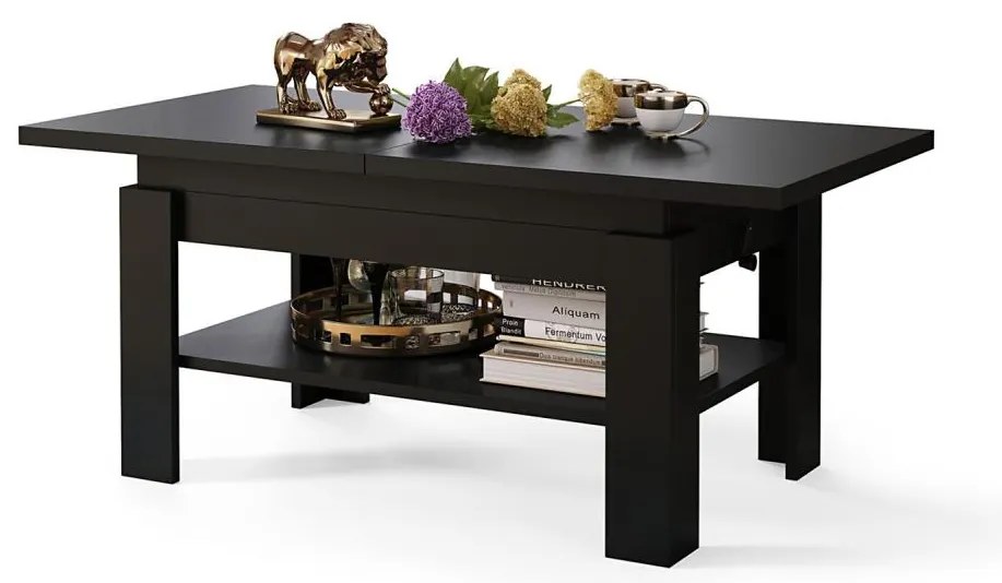 Bővíthető konferencia/étkezőasztal emelhető asztallappal ROY fekete
