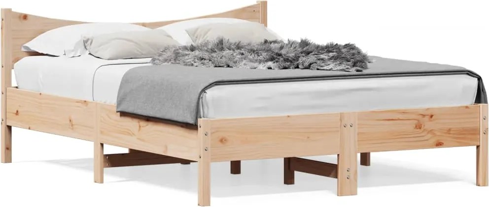 vidaXL tömör fenyőfa ágy matrac nélkül 135 x 190 cm
