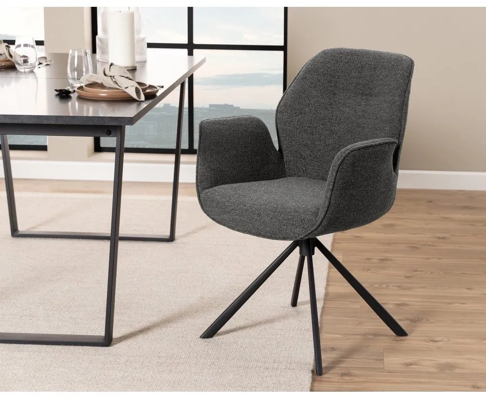 Sötétszürke kárpitozott étkezőfotel Aura – Actona