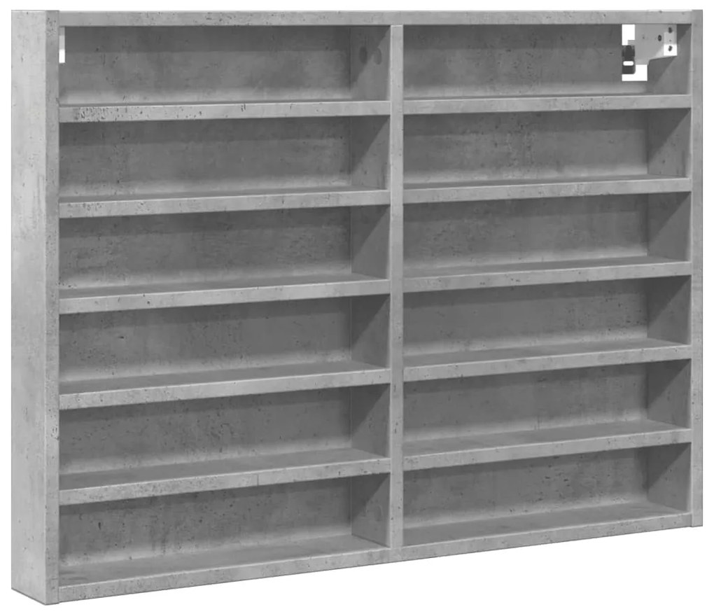betonszürke szerelt fa vitrinszekrény 80 x 8,5 x 58 cm