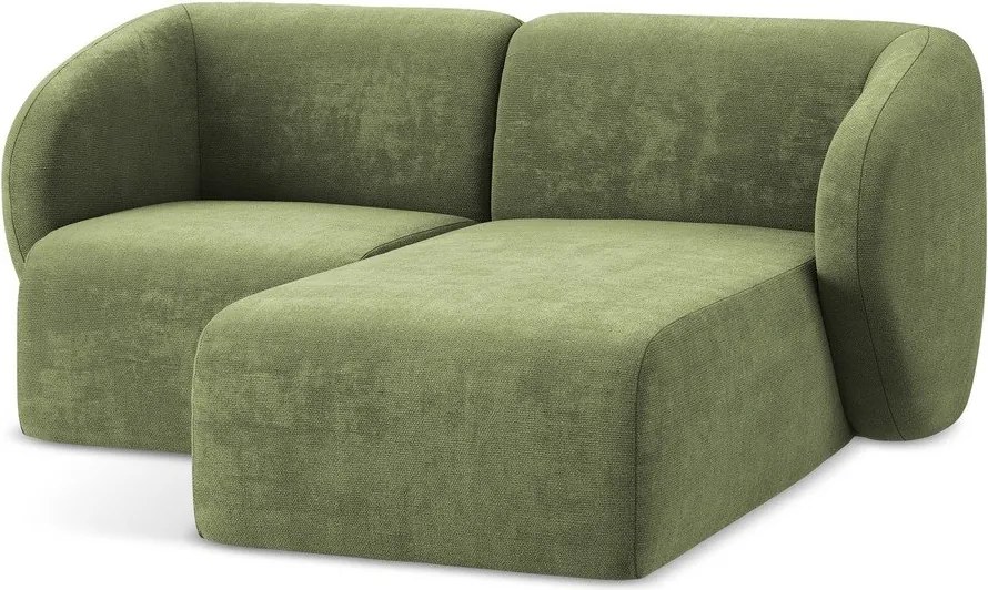 Zöld zsenília sarokkanapé (jobb oldali-heverő résszel) Lani – Makamii