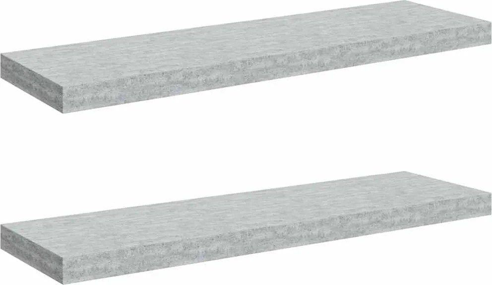 vidaXL 2 db betonszürke MDF lebegő fali polc 80 x 23,5 x 3,8 cm