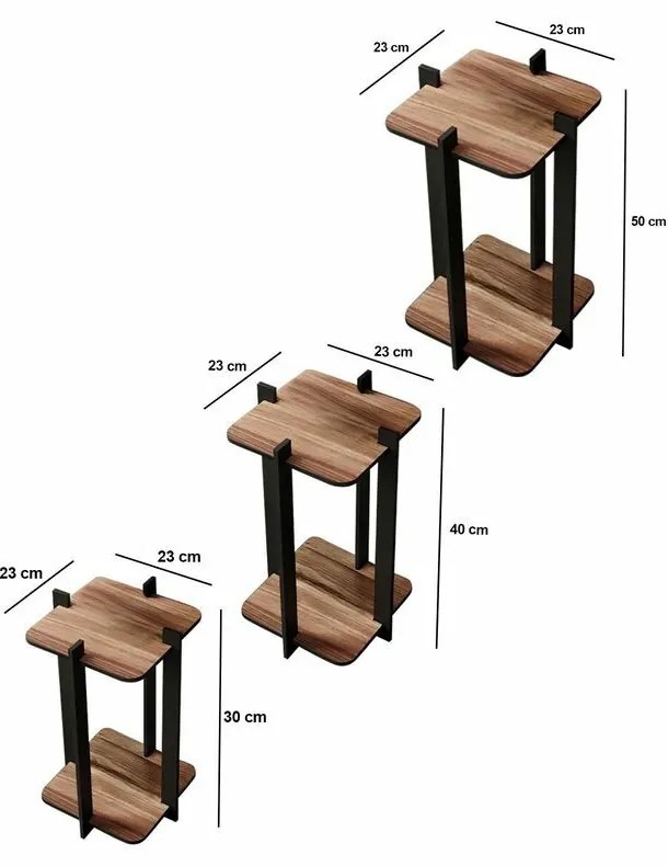 Virágállvány Flower Desk Square - Walnut