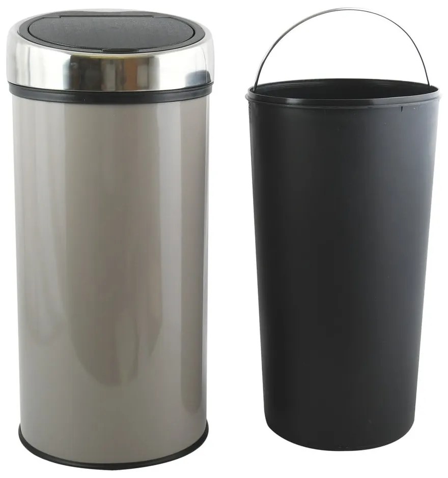 Szürkésbarna acél érintésre nyíló szemetes 30 l – MSV
