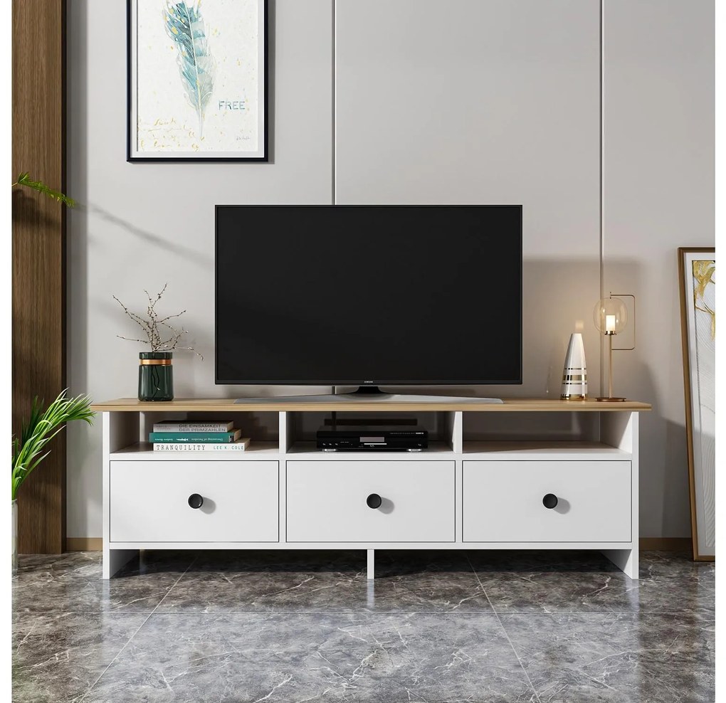 TV asztal/szekrény Ottawa (fehér + zafír tölgy). 1088863