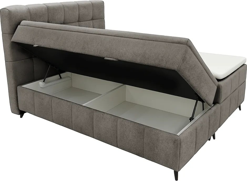 Boxspring ágy, 160x200, barnásszürke taupe, ALMA