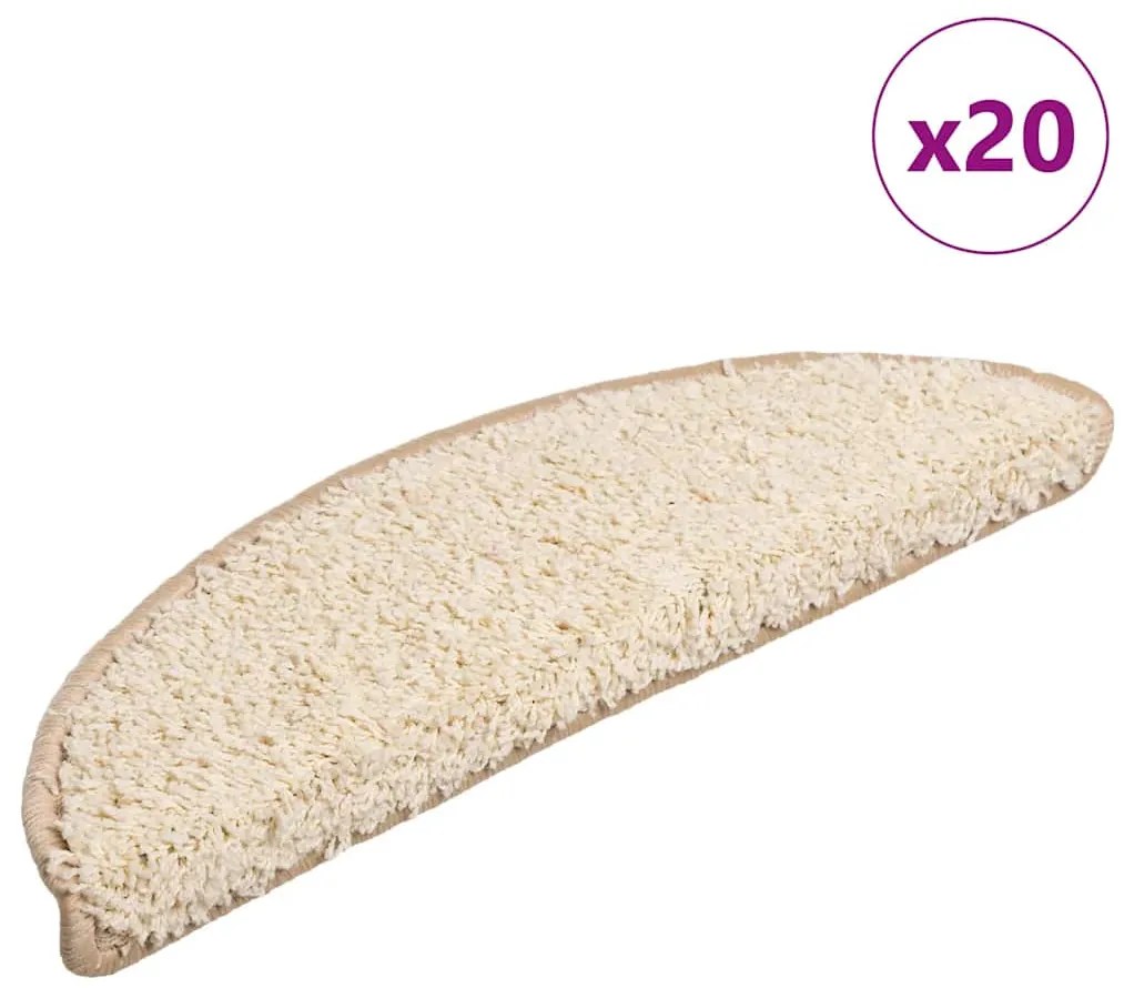 20 db krémszínű, félkör alakú lépcsőszőnyeg 56 x 17 x 3 cm