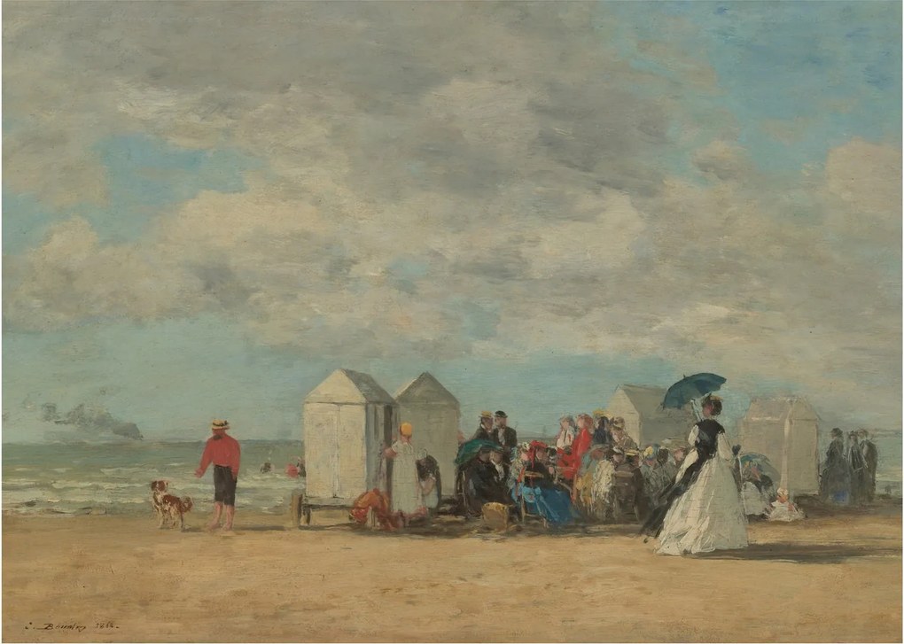 Üveg kép - Eugène Boudin, Beach Scene, reprodukciók (70x50 cm)