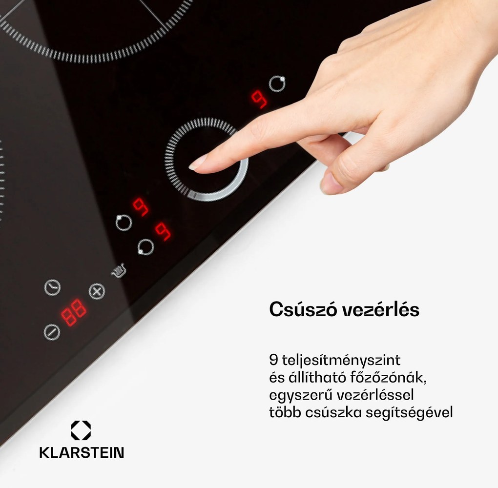 Klarstein Delicatessa 80, beépített főzőlap, 7400 W, 3 zóna, üvegkerámia