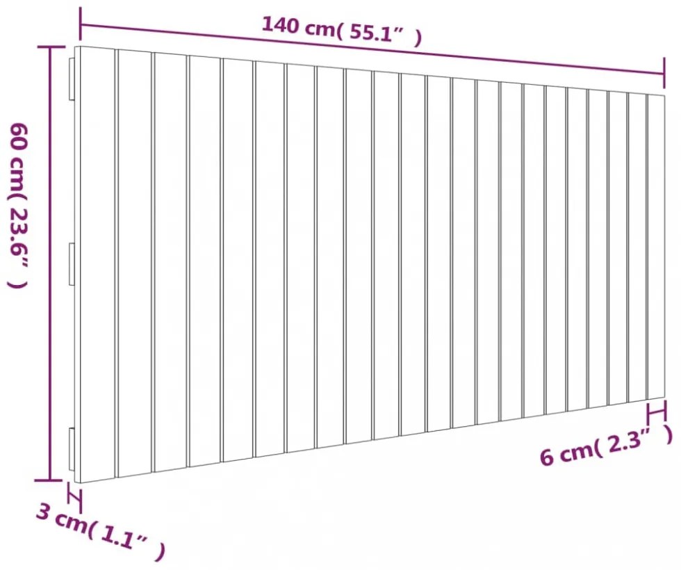 fehér tömör fenyőfa fali fejtámla 140x3x60 cm