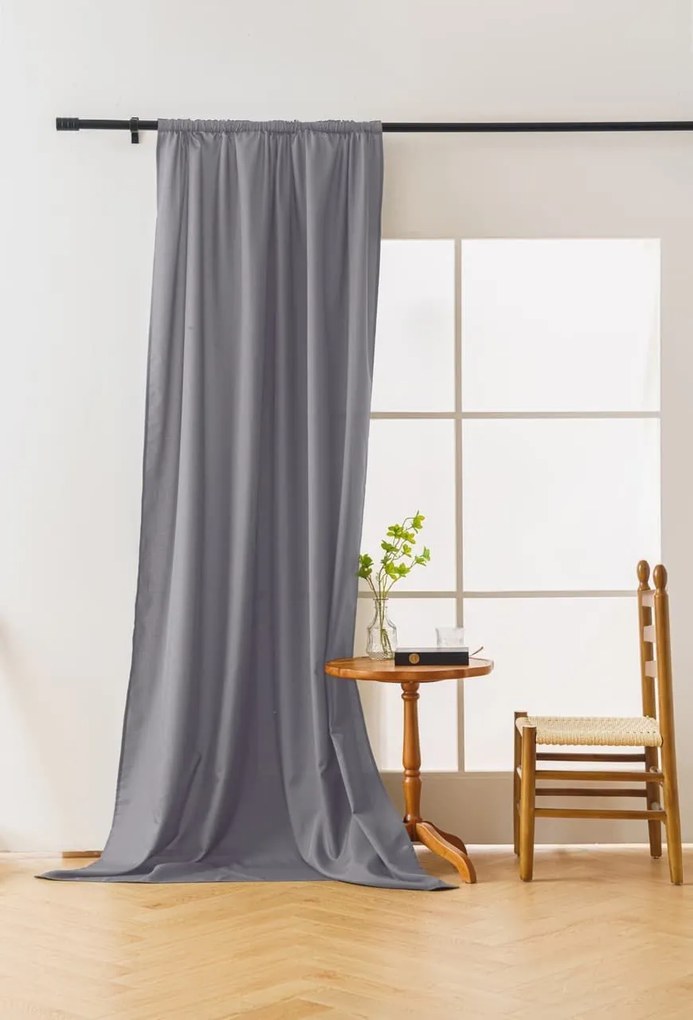 Függöny OXFORD LIGHT 140x250 cm, világosszürke Felfüggesztés: Hullámos sínszalag