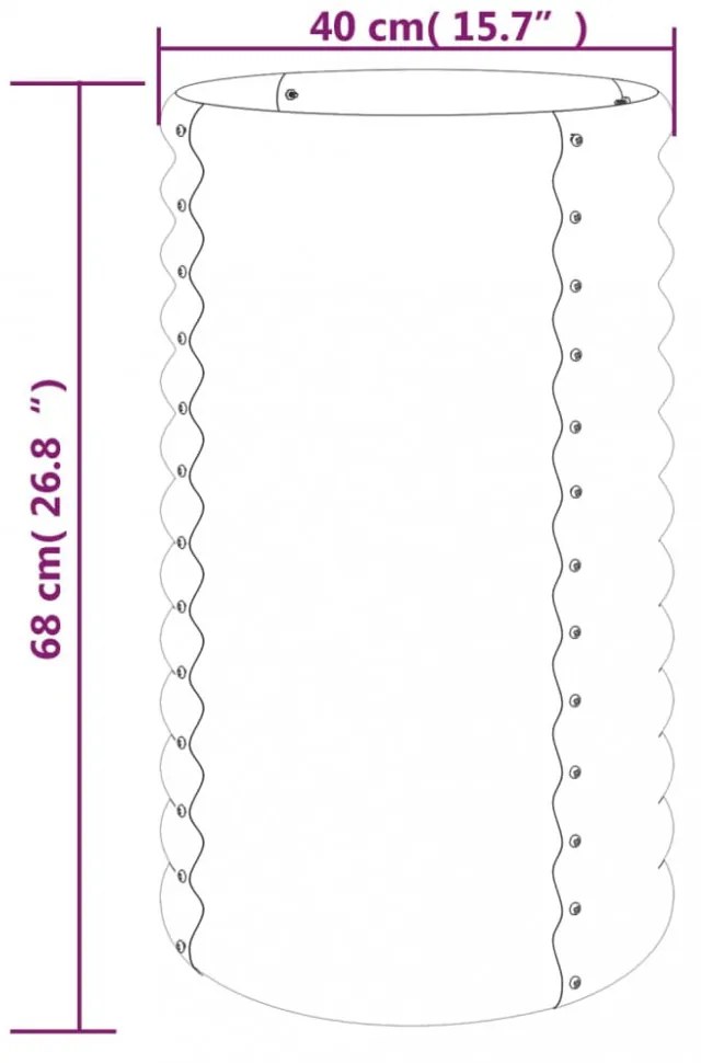 barna horganyzott acél kerti ültetőláda 40 x 40 x 68 cm