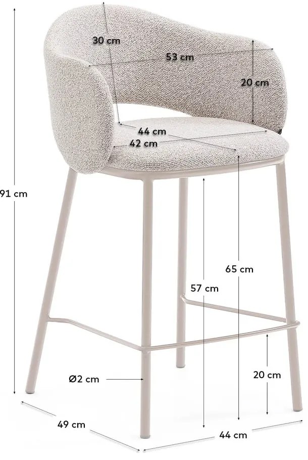 Elefántcsont színű bárszék (ülésmagasság 65 cm) Maina – Kave Home