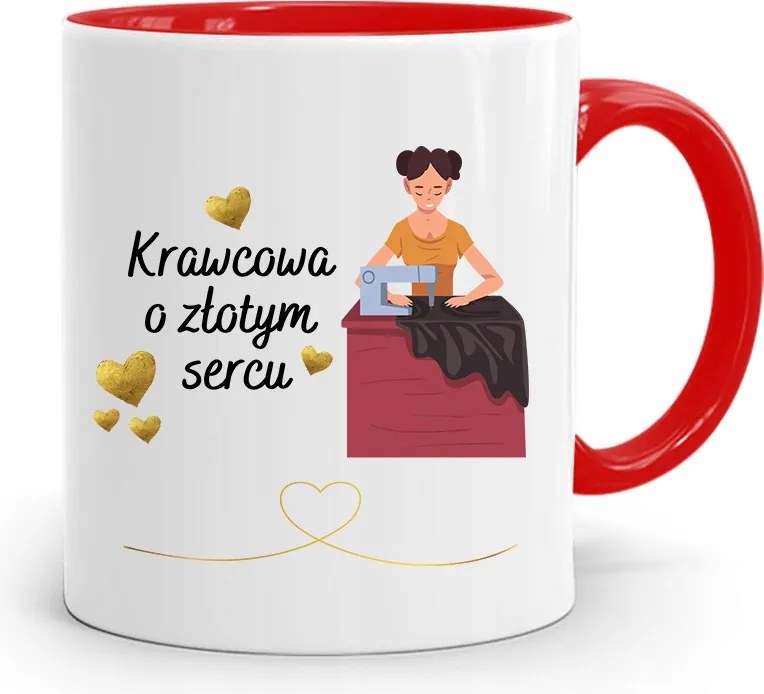 Piros Szabó Bögre Arany Szívvel, fényképes nyomattal