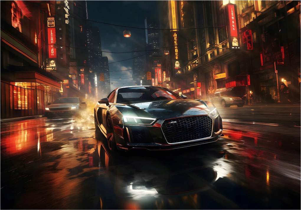 Fotótapéta Audi R8 éjszakai város neon loft stílus minimalizmus 254x184 +ragasztó