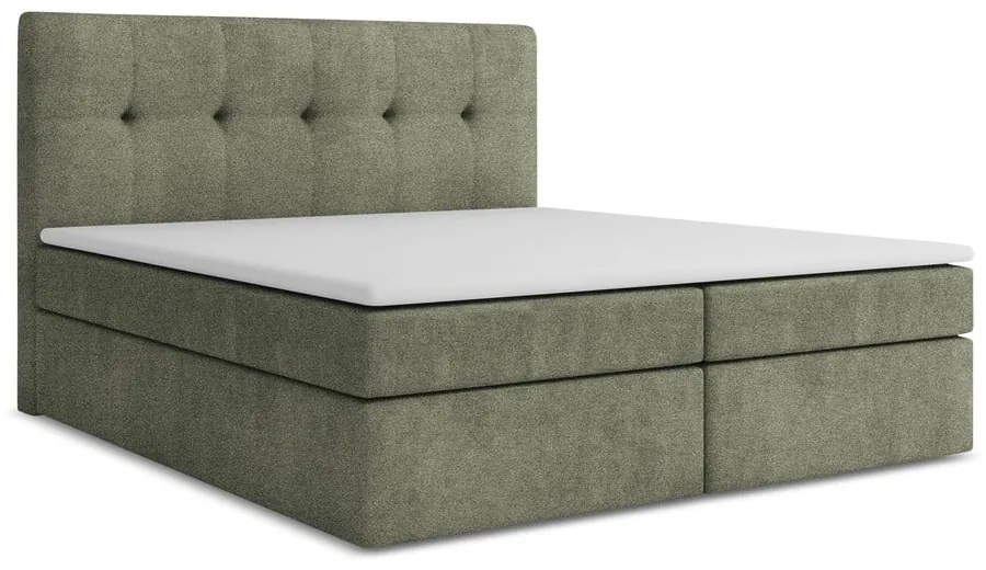 Zöld ágyneműtartós boxspring ágy 160x200 cm Palta – Makamii
