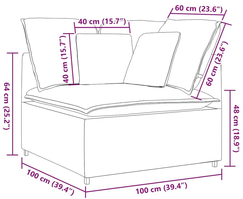 dzsungel zöld moduláris kanapé sarokmodul párnákkal 100 cm