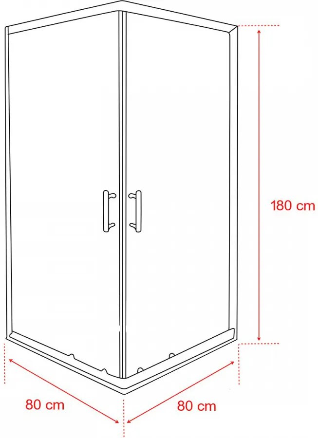 Spirit Clear 90x90x180 cm-es szögletes zuhanykabin, zuhanytálca nélkül fekete