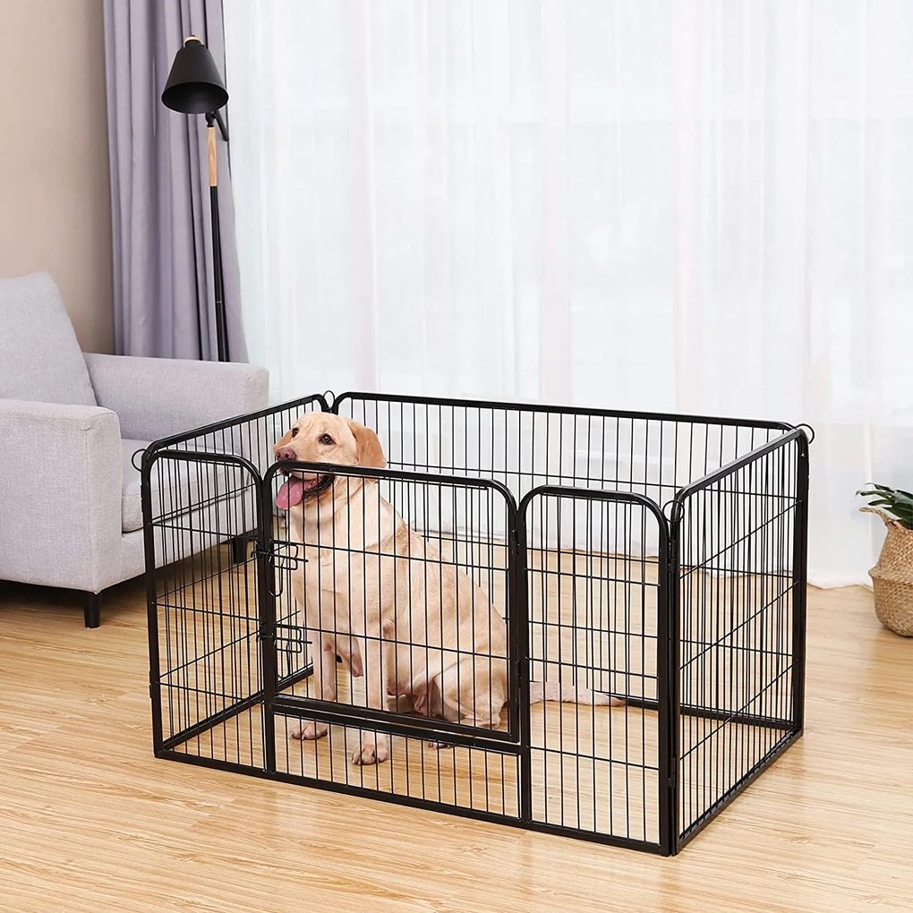 Kutya kennel, kutyaketrec 122x80x70 cm, kültéri kisállat kifutó, fekete