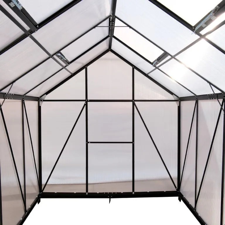 Furnigo Kerti üvegház 380x190x195 cm + alap - fekete