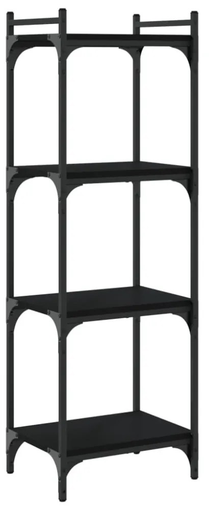 4 szintes fekete szerelt fa könyvespolc 40 x 30 x 120 cm