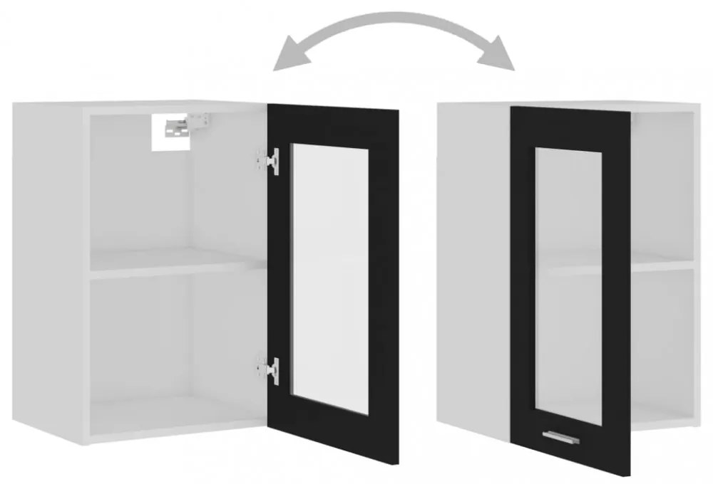 “Lyon” fekete szerelt fa függő üvegszekrény 40 x 31 x 60 cm