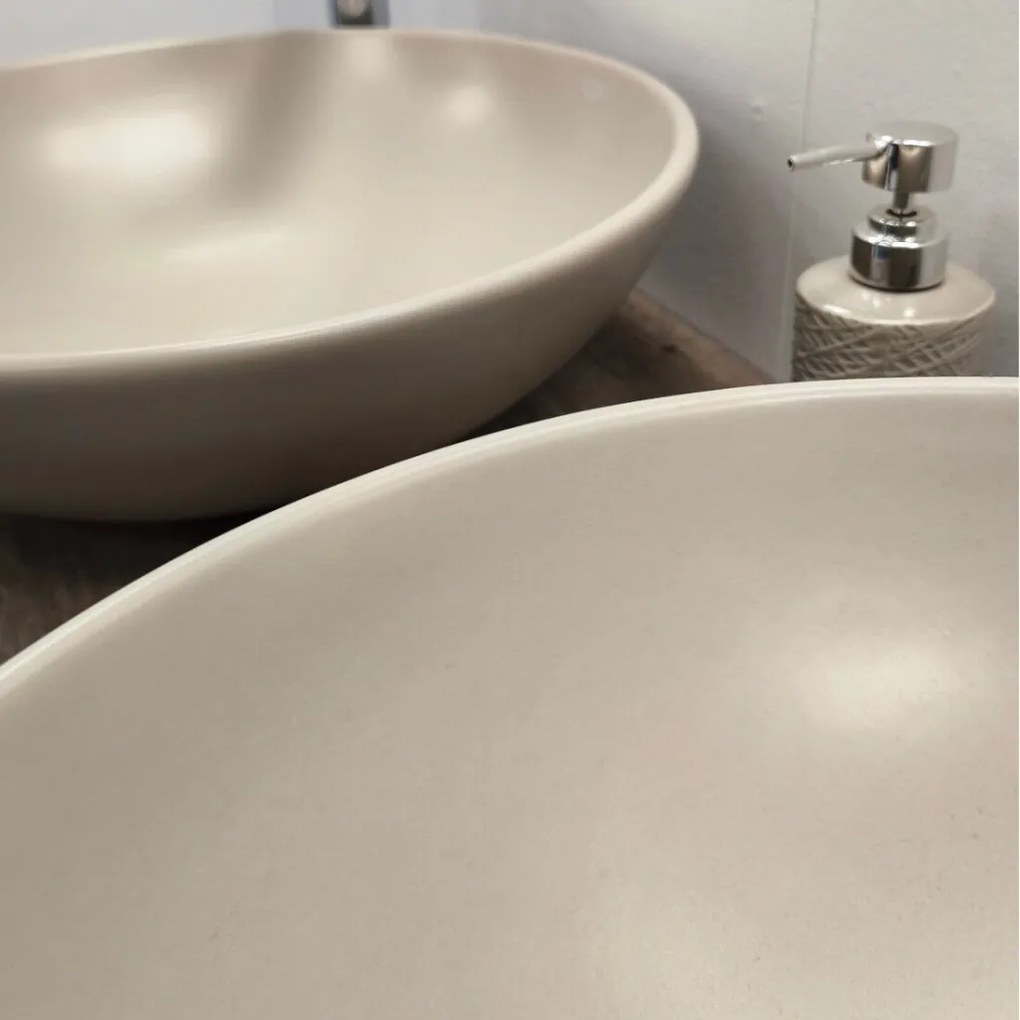 CeraStyle ZERO - PULTRA ültethető - Top Counter - porcelán mosdó - O - MATT BÉZS - Ø 46 cm