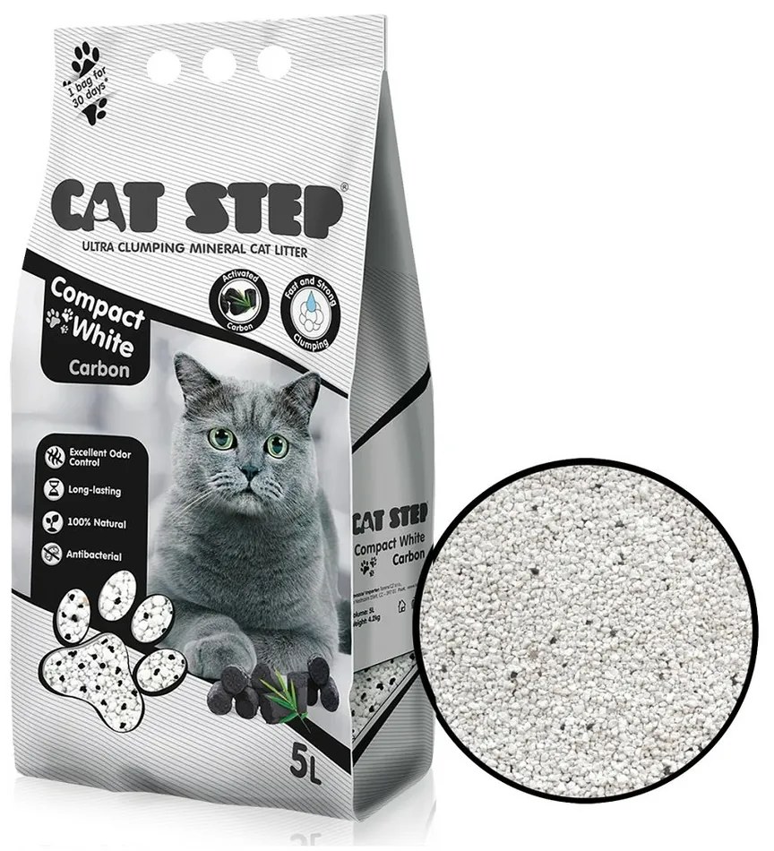 Cat Step ásványi macskaalom Compact White Carbon,5 l