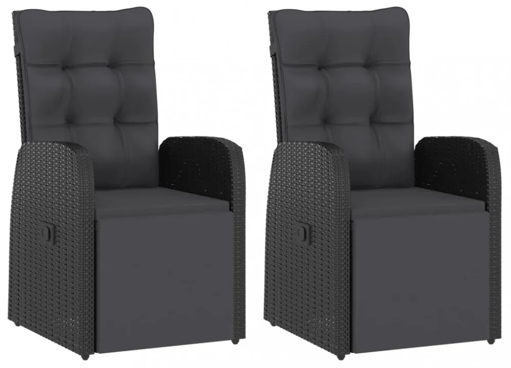 11 részes fekete polyrattan kültéri étkezőszett párnákkal
