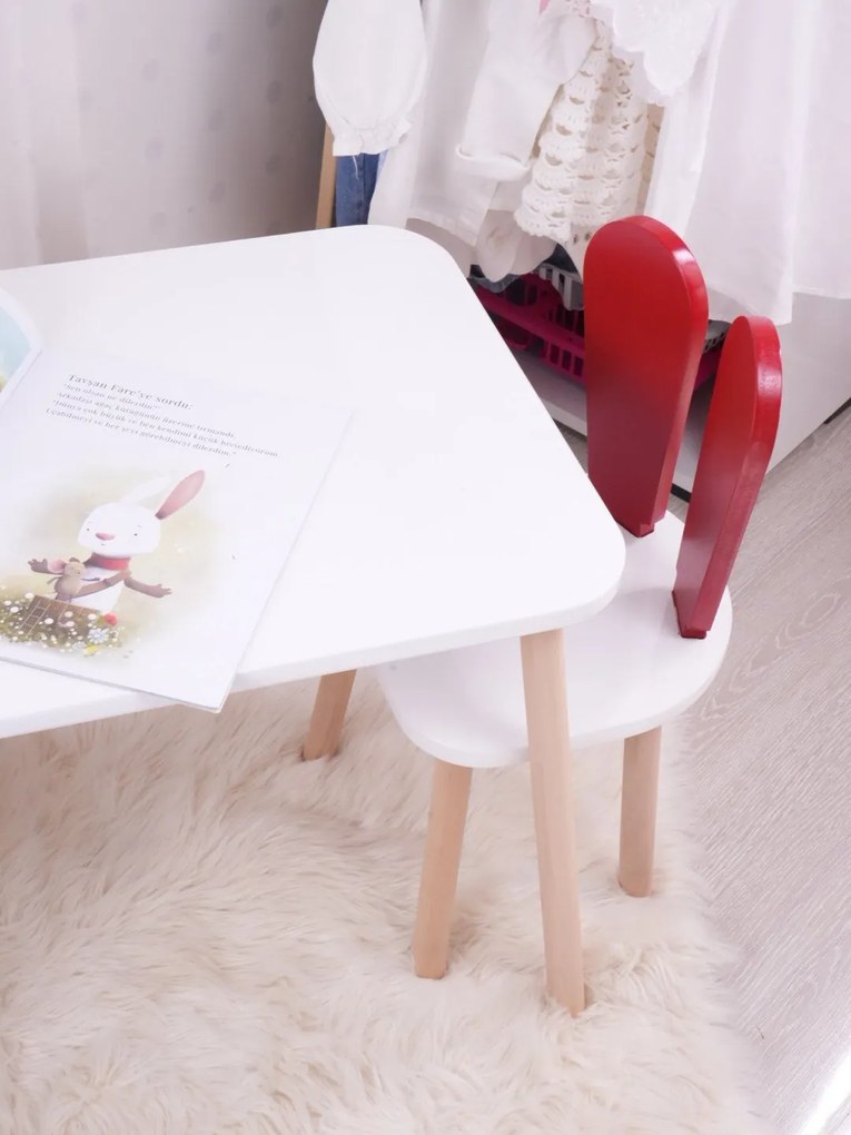 Gyerekasztal székekkel Bunny One Chair Set - Red, White